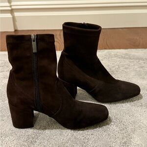 Aquatalia Brown Suede Side-zip Booties